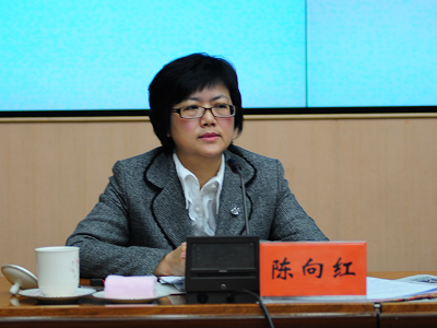 文化部于2010年4月20日上午10时举行新闻发布会，介绍第九届中国艺术节有关情况，并答记者问。图为文化部办公厅副巡视员、主持人陈向红。文化部政府门户网站殷平 摄