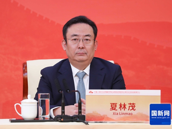 中国人民抗日战争暨世界反法西斯战争胜利80周年纪念活动新闻中心定于2025年8月28日（星期四）上午10时，在梅地亚新闻中心二层新闻发布厅举办中国人民抗日战争暨世界反法西斯战争胜利80周年纪念活动第一场记者招待会，介绍中国人民抗日战争暨世界反法西斯战争胜利80周年纪念活动有关筹备进展，并回答记者提问。图为北京市委常委、常务副市长夏林茂。徐想 摄